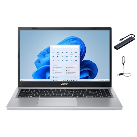 Acer Aspire Go 15.6 inch FHD IPS Touch Laptop, AMD Ryzen 5-7520U Processor, 8GB RAM, 512GB SSD, Pure Silver, Wi-Fi, Bluetooth, Copilot AI, Windows 11 Home with Mazepoly Accessories