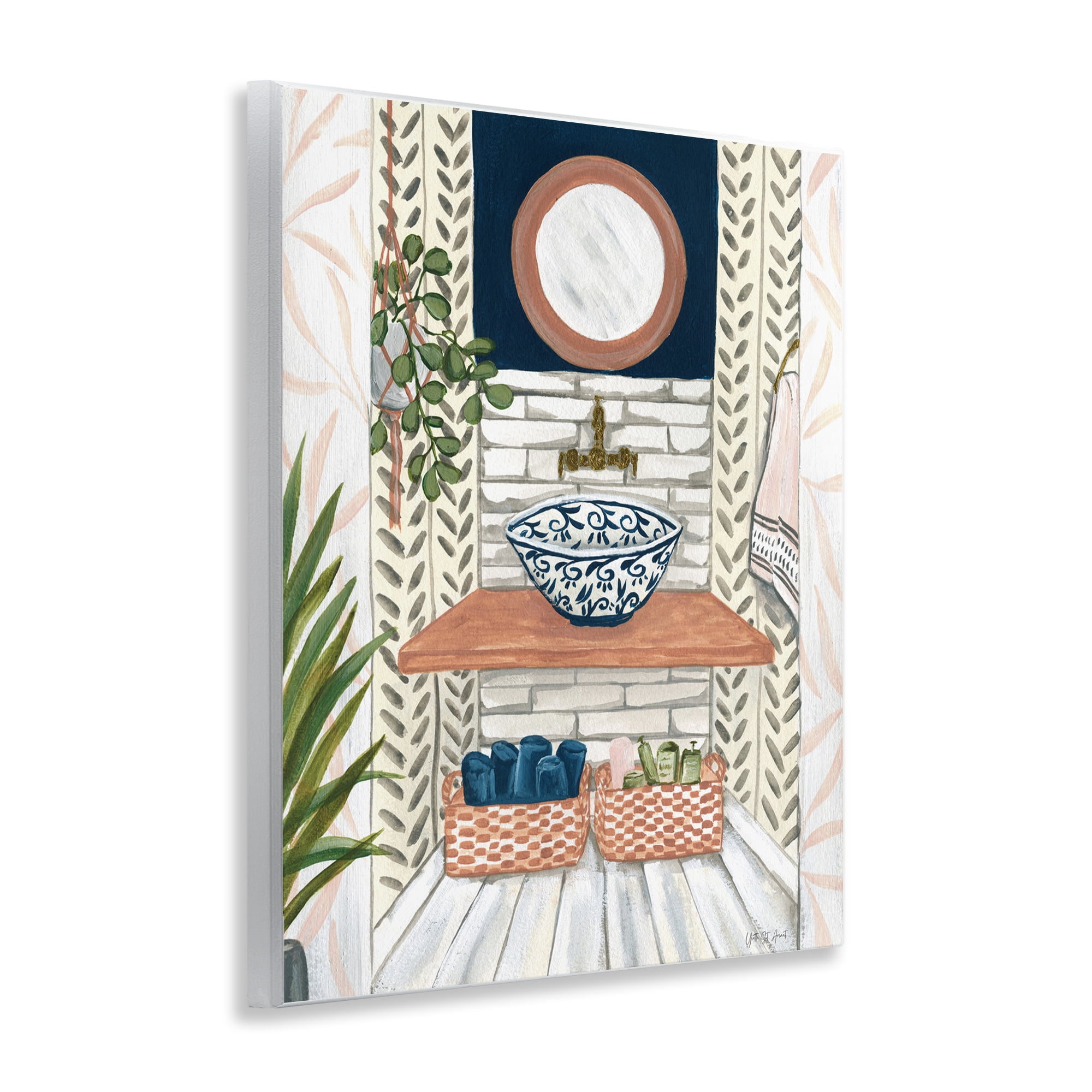 Stupell Industries Chic Bathroom Scene Typography Painting Unframed Art Print Wall Art, 11 x 14