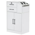 thumbnail image 2 of Beauty Spa Locking Storage Cabinets with Drawers, Hair Stylist Holders, Salon Styling Station for Hair Stylist, White, 2 of 7