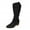 Black, variant on Fesfesfes Riding Boots for Women Embroidery Calf High Boot Shoes Casual Warm Middle Heels Middle Tube Faux-Leather Boots 5.5(36)
