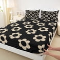 thumbnail image 3 of Homewish Brown Black Floral Full Size Sheets,Cartoon Blossom Bed Sheets,Cute Flower Sheet Sets For Girls Kids,Ultra Soft Home Decor,4-Piece, 3 of 7