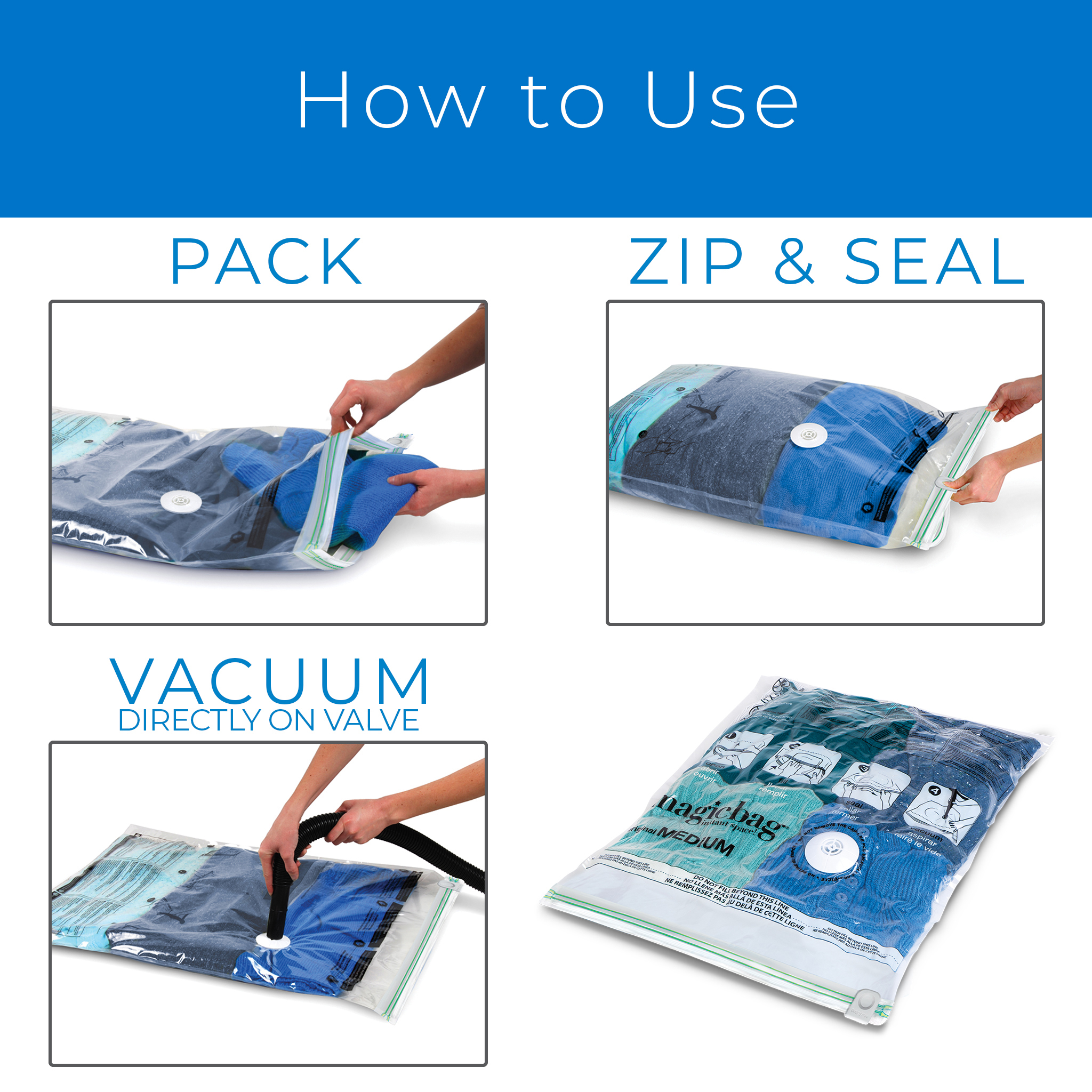 MagicBag® Original Flat Instant Space Saver Storage - Double Zipper - 4-Pack Combo - image 4 of 7