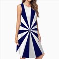 thumbnail image 2 of Aesthetic Ultramarine Blue And White Sunburst Spring Summer Dresses For Women Fashion Dress Casual Sleeveless Loose Sundress With Pockets, 2 of 4