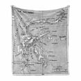 thumbnail image 1 of Island Map Soft Flannel Fleece Blanket, Vintage Style French Map Chart of Sulawesi Island Mediterranean Destination, Cozy Plush for Indoor and Outdoor Use, 50" x 70", Black and White, by Ambesonne, 1 of 6
