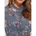 thumbnail image 5 of DARING DIVA Floral Chiffon Smocked Waist Ruffled Dress XS Gray Blue Flower, 5 of 6
