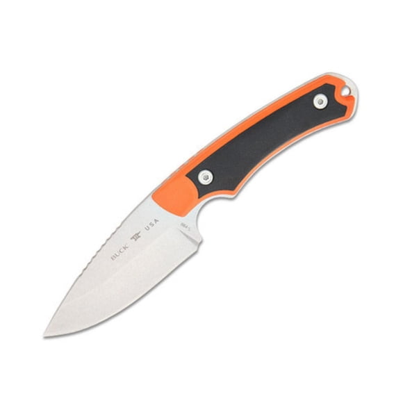Buck Alpha Hunter Select Orange – Couteau à pointe tombante en acier 420HC avec finition délavée, manche GFN et Versaflux, gaine en nylon – 0664ORS-B, fabriqué aux États-Unis
