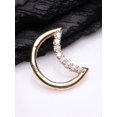 thumbnail image 2 of 14 Karat Gold Brilliant Sparkle Gem Lined Crescent Moon Seamless Clicker Hoop Ring-Clear Gem, 2 of 4