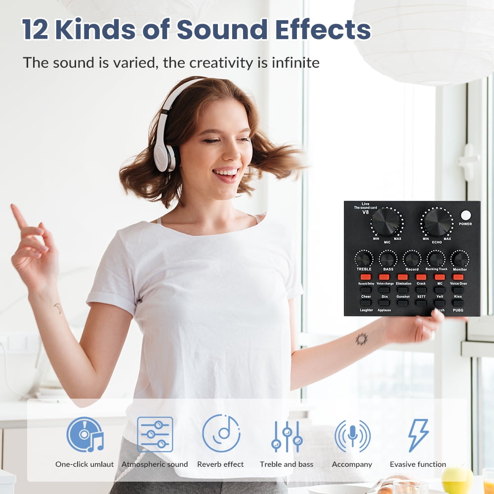 Podcast Microphone Equipment Bundle, Bm-800 Condenser Microphone with Voice Changer And V8 Sound Card, Streaming Podcasting , Complete Podcast Music Recording Equipment