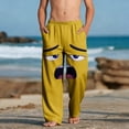 thumbnail image 2 of Funny Boys Cartoon Face Print Pants with Pockets - Novelty Soft Stretchy Sweatpants for Kids, Playful Yellow Lounge Wear, Sizes 4-14,Size 12 T, 2 of 9