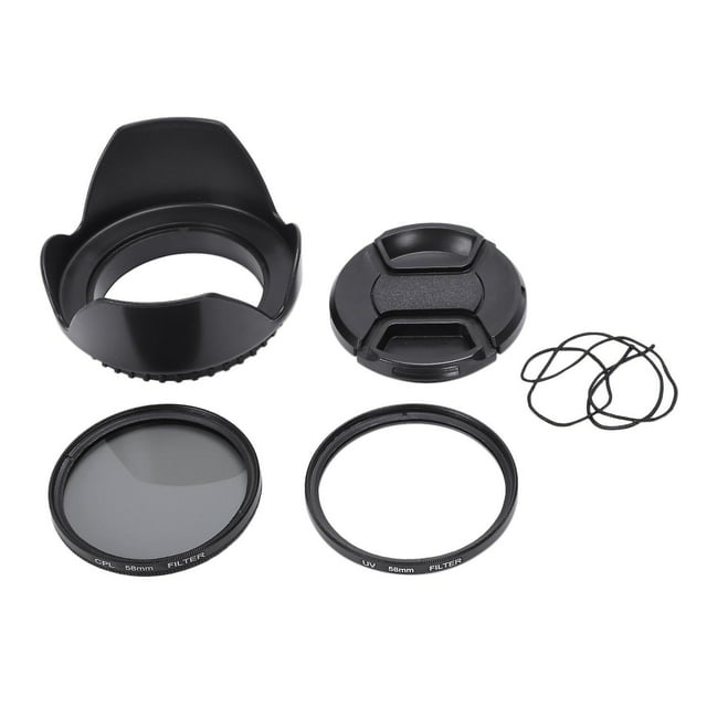 Kit de filtro UV Yashi de 58 mm para parasol de objetivo 700D 100D 600D y 1200D color negro