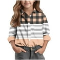 thumbnail image 2 of Bxsruta Blouse for Kids, Children's Plaid Print Long Sleeve Button Down Shirt, Casual Turn Down Collar Top, 2 of 6