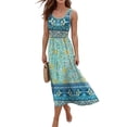 thumbnail image 2 of QUNYINEY Long Sundresses for Women Beach Flowy Floral Sleeveless Tank Dress A Line Loose Fit Summer Crew Neck Dresses, 2 of 5