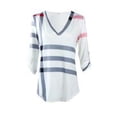 thumbnail image 2 of Camiseta con estampado a cuadros Mujer Otoño Manga 3/4 Blusa con cuello en V profundo Top suelto Inevent AP000101-21B, 2 of 6