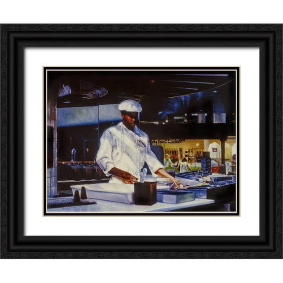 Braithwaite, Bruce 24x19 Black Ornate Wood Framed with Double Matting Museum Art Print Titled - Pizza Chef