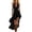Black, variant on Women's Dress Halter Neck High Low Deep V-Neck Ruffle Hem Asymmetrical Flowy Western Boho Midi Dress for Party