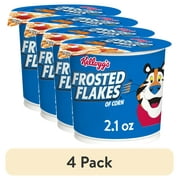 (4 pack) Kellogg's Frosted Flakes Original Cold Breakfast Cereal, 2.1 oz Cup