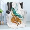 thumbnail image 4 of Anime Soft Flannel Fleece Throw Blanket, Pixie Girl Caricature with a Long Green Hair and Wings Fantasy Elf, Cozy Plush for Indoor and Outdoor Use, 70" x 90", Sea Green Ginger, by Ambesonne, 4 of 5