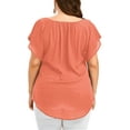 thumbnail image 5 of MAWCLOS Women Plus Size Blouse Short Sleeve V Neck Basic Tunic Tops Summer Casual Loose Shirts Tee, 5 of 5