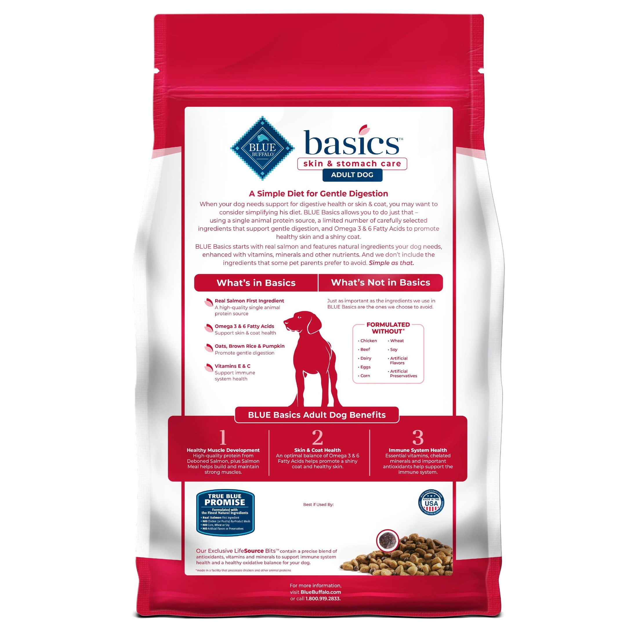 Blue Buffalo Basics Grain Free Adult Dry Dog Food, Salmon, Chicken Free, 4lbs