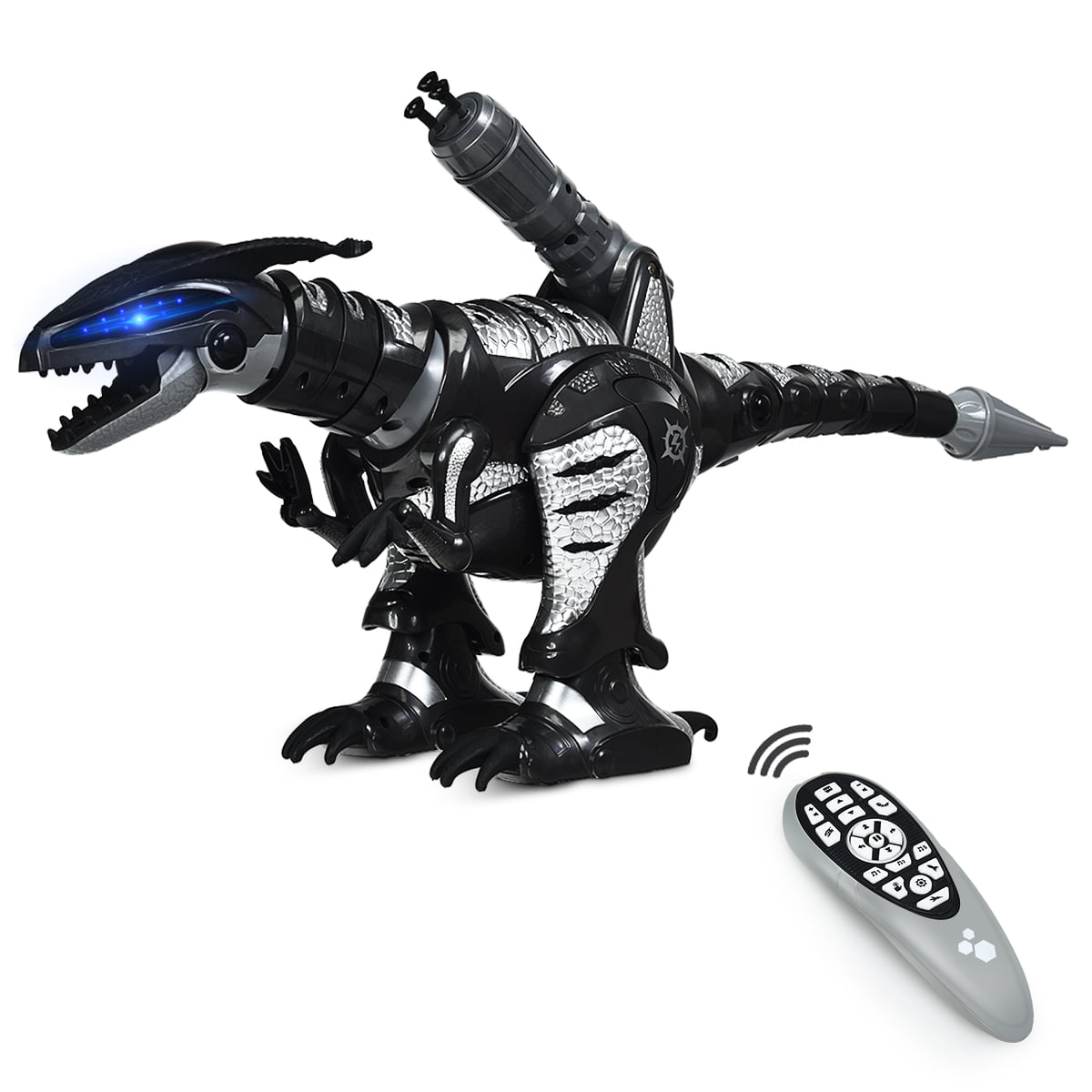 black and white remote control dinosaur