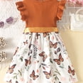 thumbnail image 4 of Odeerbi Niñas Algodón Rib Knit Floral Vestidos Verano Ruffle Manga Arco Princesa Vestido Niños Impreso Sin Mangas Cuello Redondo Rodilla Vestido, 4 of 7