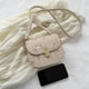 thumbnail image 3 of Bolso de hombro de moda para mujer Bolso bandolera de cuero de paja de malla floral (Beige), 3 of 6