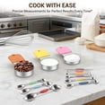 thumbnail image 5 of 16-Piece Magnetic Measuring Cups and Spoons Set, 304 Stainless Steel Measuring Set with Leveler, Stackable Nesting Design, Dishwasher Safe, for Baking & Cooking, Multicolor, 5 of 7