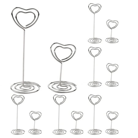 

30 Pcs Card Holder Heart Shape Table Picture Stand Silver