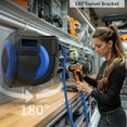 thumbnail image 3 of TROVA Retractable Air Hose Reel Automatic Rewind with 3/8" x 50 ft Hybrid Air Hose  Lock 180°Swivel Bracket Air Compressor Hose Reel with 5 ft Lead in Ceiling/Wall Mount Quick Coupler, 3 of 8