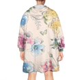thumbnail image 2 of Wearable Oversized Blanket,Pioneer Flower Floral Print Pattern Wearable Blanket Hoodie for Adults,Cozy Hooded Blankets with Super Pockets,Super Warm Fuzzy Pullover for Women & Men, 2 of 6