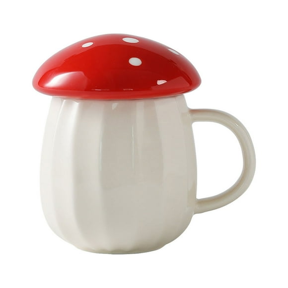 Faithtur Mushroom Mug, Cute Ceramic Milk Coffee Cup with Lid Ideal Birthday Gift for Women Mom
