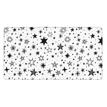 ZICANCN Gaming Mouse Pad, Abstract Black Stars Doodle Large Mouse Mat Desk Pad, Keyboard Mouse Mat, 15.8x29.5 inch
