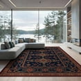 thumbnail image 2 of ODIKA 6'x9' Washable Area Rug Blue Red Geometric Medallion Design Intricate Pattern with Elegant Borders for Family Room, Living Room, Master Bedroom, Non-Slip, Easy Care, 2 of 7