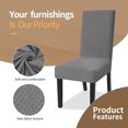 thumbnail image 3 of Stretch Chair Covers for Dining Chairs Set of 4 Decorative Jacquard Dining Room Chair Covers Washable Kitchen Chair Slip Covers for Dining Room, Hotel, Party (4, Light Gray), 3 of 7