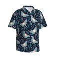 thumbnail image 2 of Uemuo Glowing Butterfly Printed Regular Fit Short Sleeve Casual Hawaiian Shirt for Men,Aloha shirt,Tropical shirt,Floral print shirt,Vacation Beach shirt-Large, 2 of 9