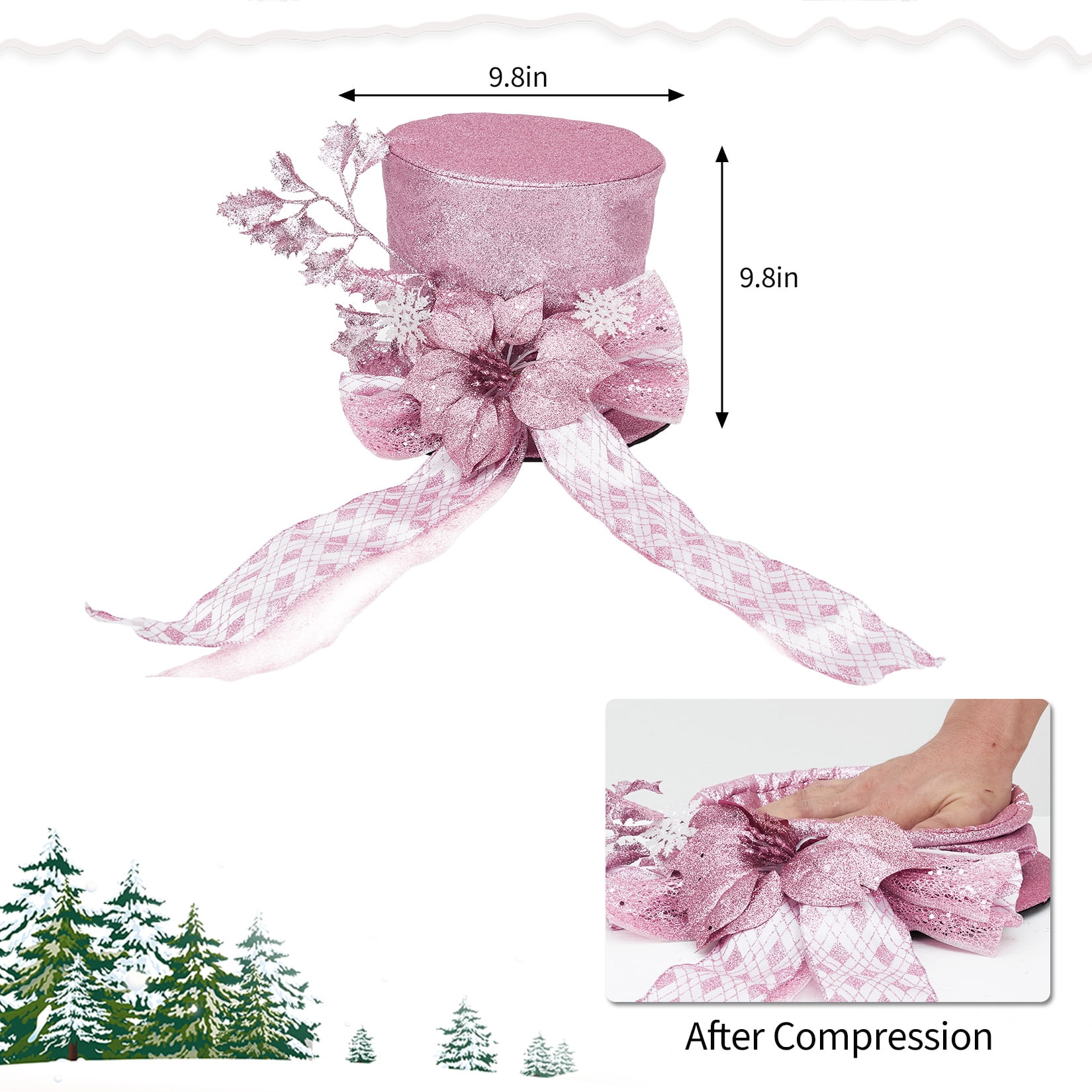 Towallmark Christmas Tree Topper, Ribbon Bow Topper for Tree,Xmas Ornaments for Holiday Decor, Great Gift Christmas Decoration,9.84 x 9.84 in