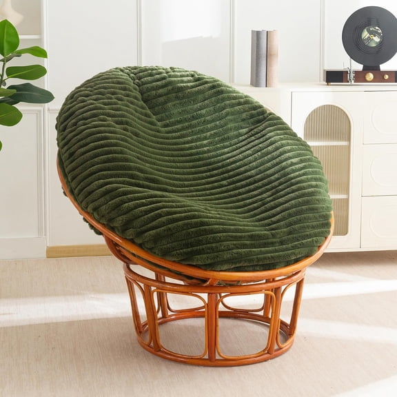 Papasan Chair Cushion with Thick Corduroy Cover (Without Chair), Supportive Cushion, Green, 48 x 48 Inch
