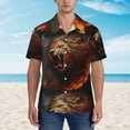 thumbnail image 2 of Balery Cool Flame Lion A Camisas hawaianas de manga corta para hombre, camisas playeras de corte holgado, camisas de vacaciones con botones,XX-Large, 2 of 7
