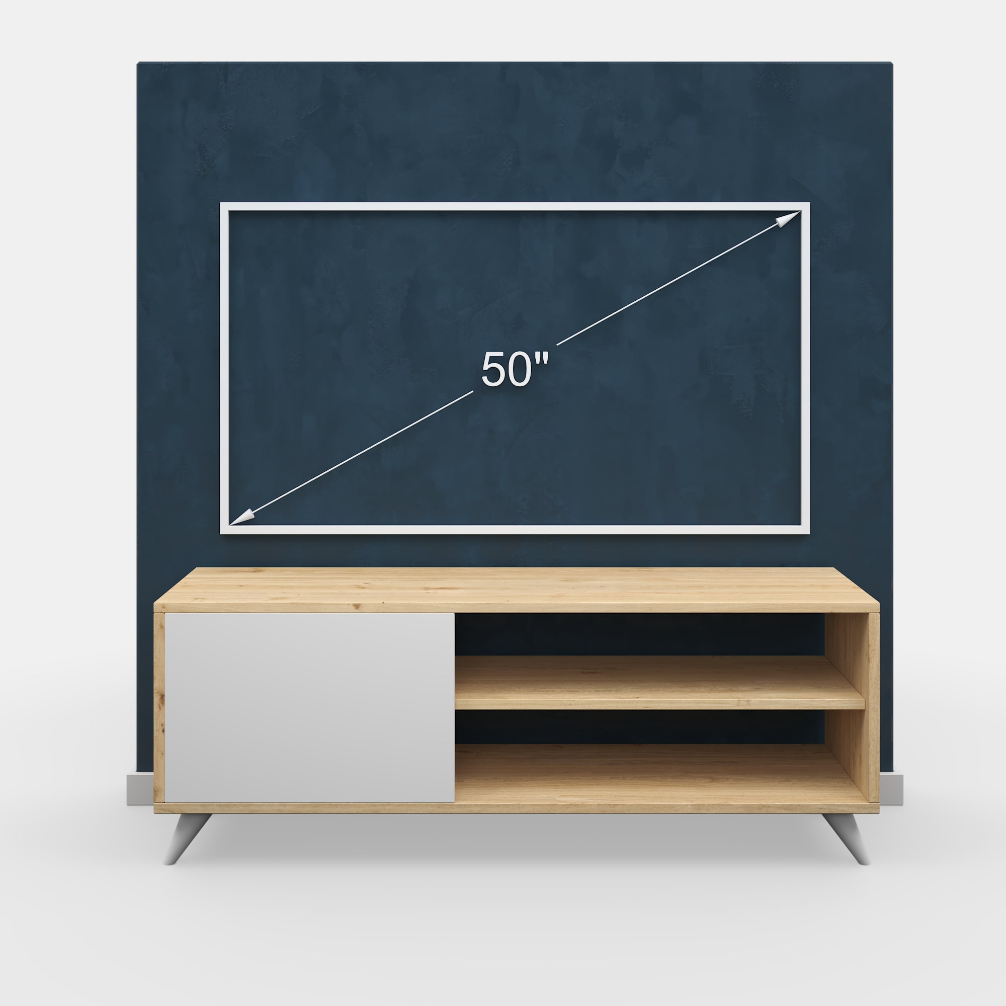 Ada Home Décor 2 Tier Venga TV Stand with Doors for TVs up to 53", White Oak