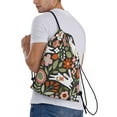thumbnail image 3 of Kdxio Rabbits on Floral Print Drawstring Backpack Bag,Waterproof Draw String Back Sack, Gym Drawstring Bags Swim Bag For Unisex, 3 of 9