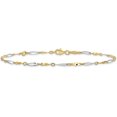 thumbnail image 3 of Gold 10K Two-tone Polished Fancy Link 1in ext. Anklet - 9" Bracelet, 3 of 7