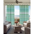 thumbnail image 2 of Teal Green Boho Blackout Curtains for Bedroom/Living Room, Thermal Insulated Kitchen Curtains, Vintage Ethnic Tribe Abstract Art Grommet Darkening Window Treatment Drapes 42"x84"x2, 2 of 8