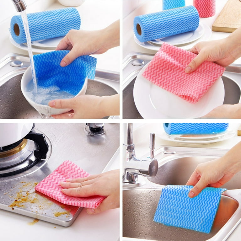 Peachicha Disposable Cleaning Cloth Washing Cloth for Kitchen, Multi-use  Dish Towels, Disposable Dish Cloths, Cleaning Rags,50 Count, Blue