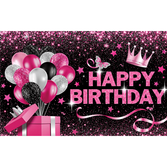 LUUFILx Pink Girl Happy Birthday Backdrop Pink Backdrop for Birthday Party Baby Girl Birthday Banner Background Pink Baby Birthday Party Supplies