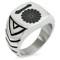 thumbnail image 1 of Stainless Steel Nasu Samurai Crest Chevron Pattern Biker Style Polished Ring, 1 of 1