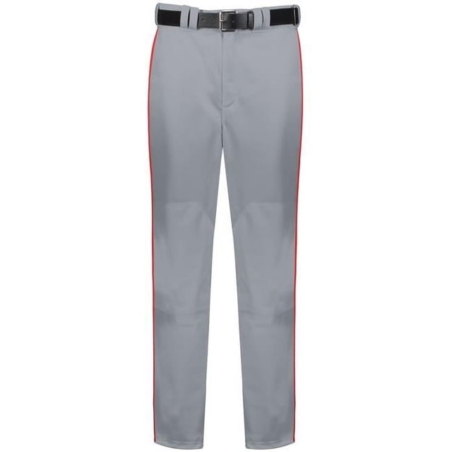 Russell R11LGM.B9T.L Pantalon de Baseball Adulte Piped Diamond Series 2.0, Baseball Gris & Rouge Vif - Large