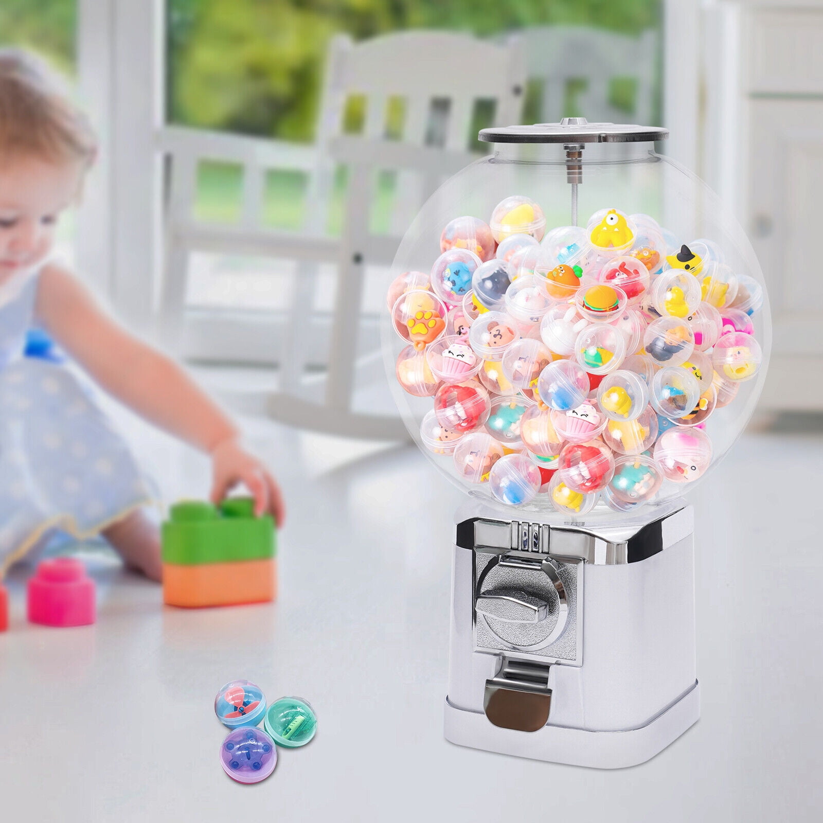 Freestand Gumball Dispenser Machine Bubble Classic Gum Coin Bank Toy Kids W/Keys LM-202B 18.11in
