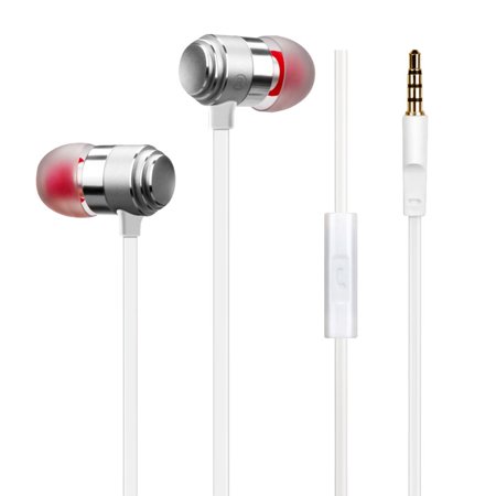 Metal Rotor Headset 3.5mm Headphones, 3.5mm Headset, by Insten Metal 3.5MM Stereo In Ear Headphone Earbud Hands-free Earphone with Mic Microphone for Cell Phone Tablet Laptop Apple iPhone Samsung Galaxy Cell phone Black ()
