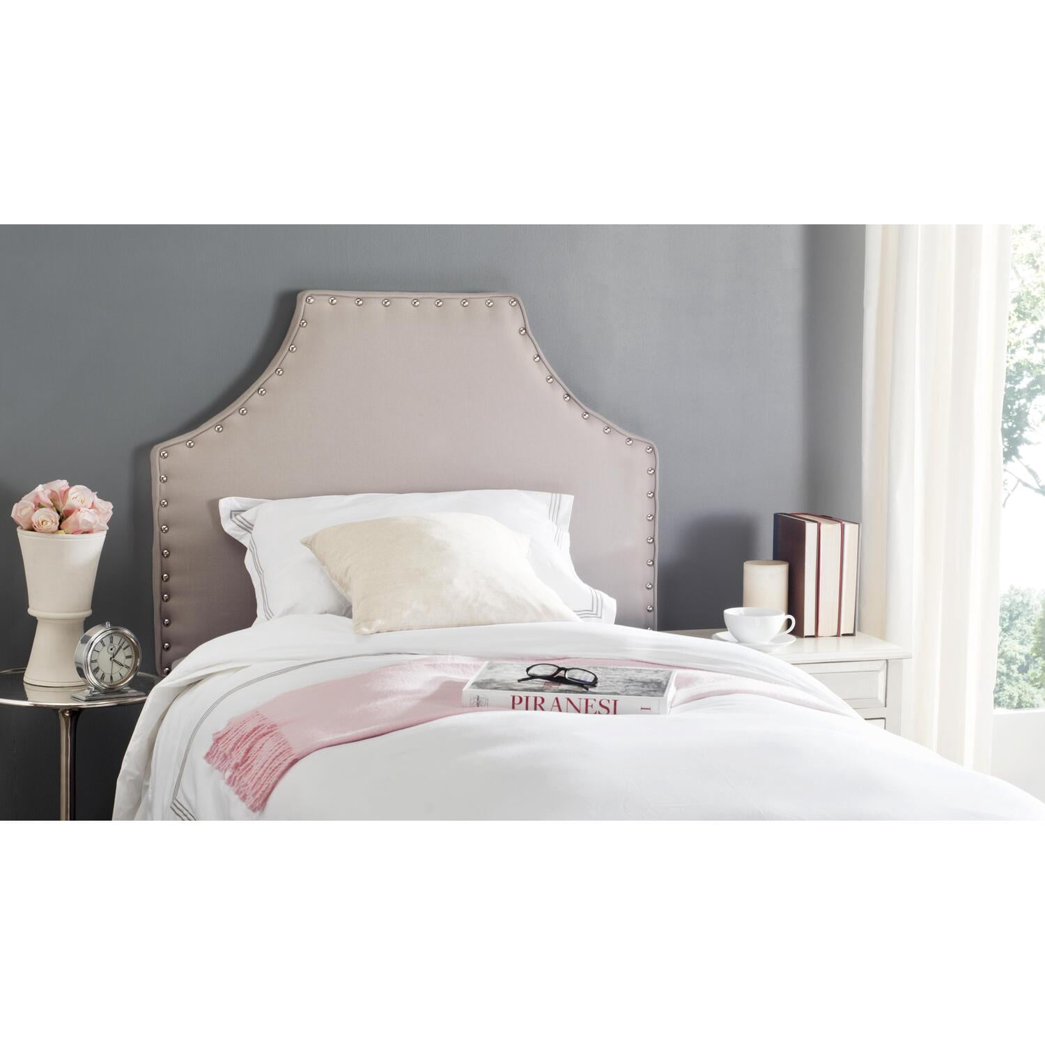 Safavieh Denham Contemporary Headboard with Nail Heads, Twin, Taupe