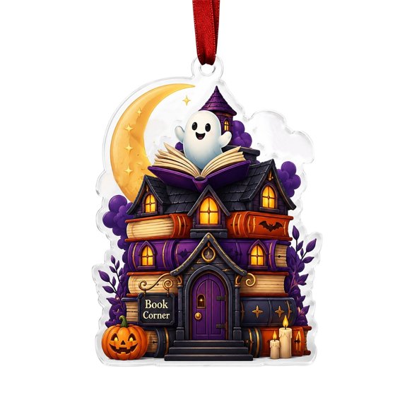 Ailezt Halloween Decor Acrylic Halloween Book Onaments Hanging Decorations (K) | 2D Acrylic Book Halloween Indoor Halloween Housewarming For Book Lovers